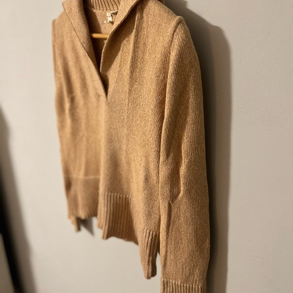 Anthropologie Moth Camel Collared Polo Sweater Large 100% Cotton - Picture 4 of 6